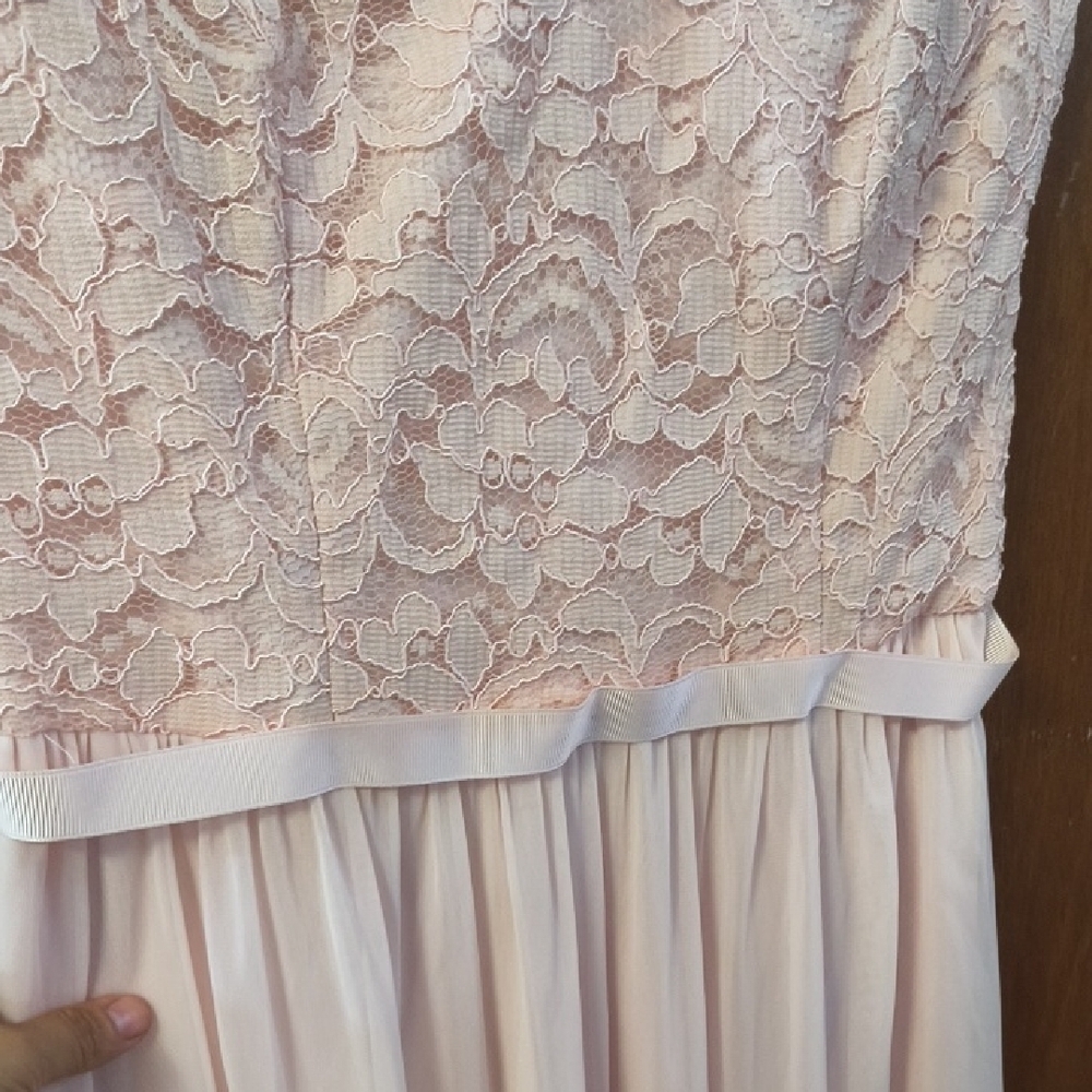 David's Bridal Strapless Pink Lace Dress - Picture 2 of 5